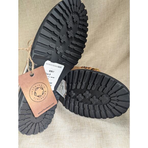 Seven 7 Black Shoes Loafers Size 9 Slip On Tassel Lug Sole Tan Brown Seven7 - Picture 6 of 7